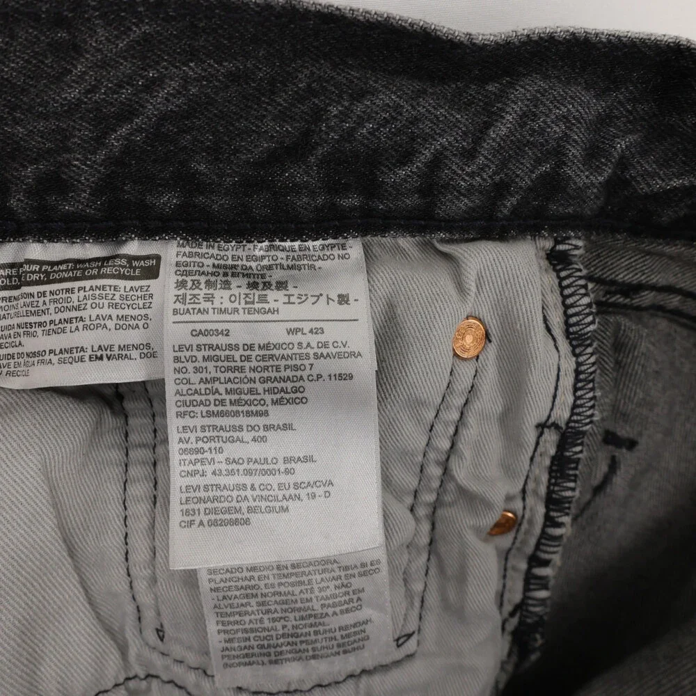 Levis 501 93 Jeans Mens 36x34 Black Gray Stretch Denim Button Fly Premium